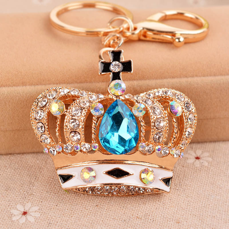 FSKC023 Crown Keychain Crystal Sparkling Keyring Rhinestones Purse Pendant Handbag Charm Gift