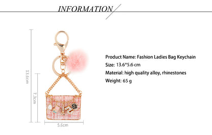 FSKC019 Women Bag Bling Luxury Keychain, Crystal Car key Chain Accessories