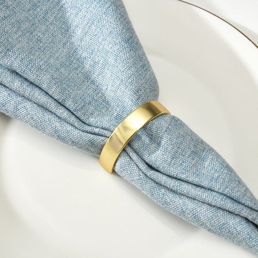 FSNR-006 Gold Napkin Rings, Metal Napkin Ring Holders Buckles for Dinner Table Settings, Metallic Adornment
