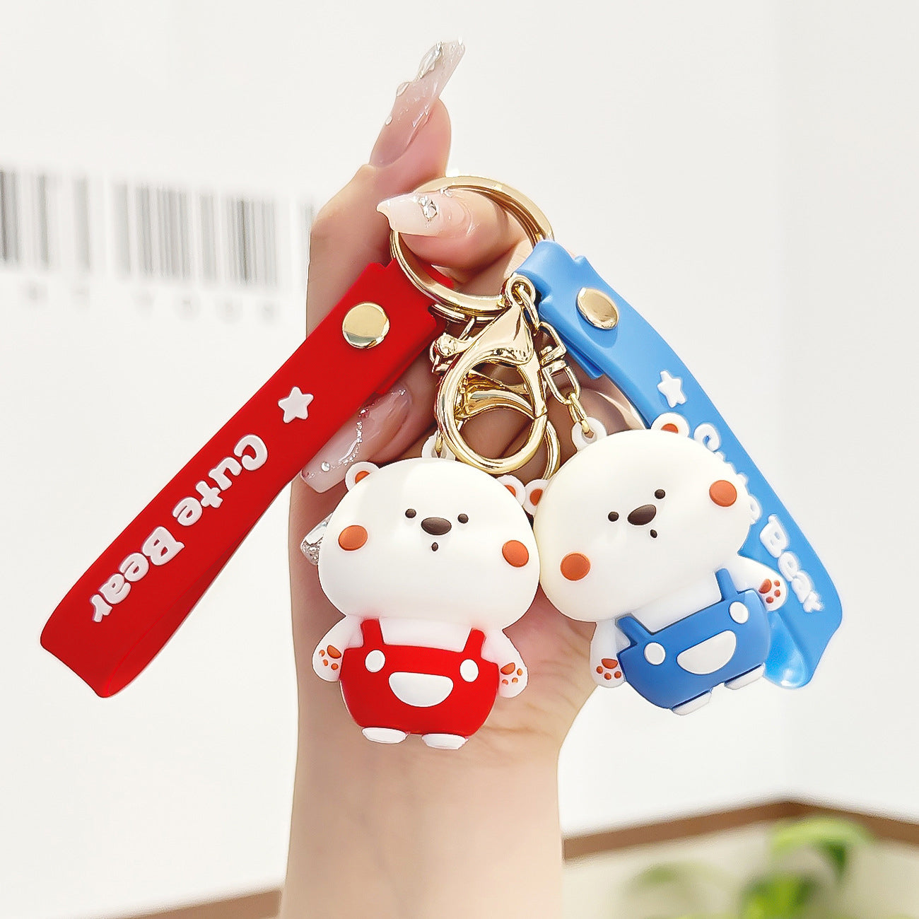 FSKC009 PVC White Bear 3D Rubber Fashion Accessories Anime keychain