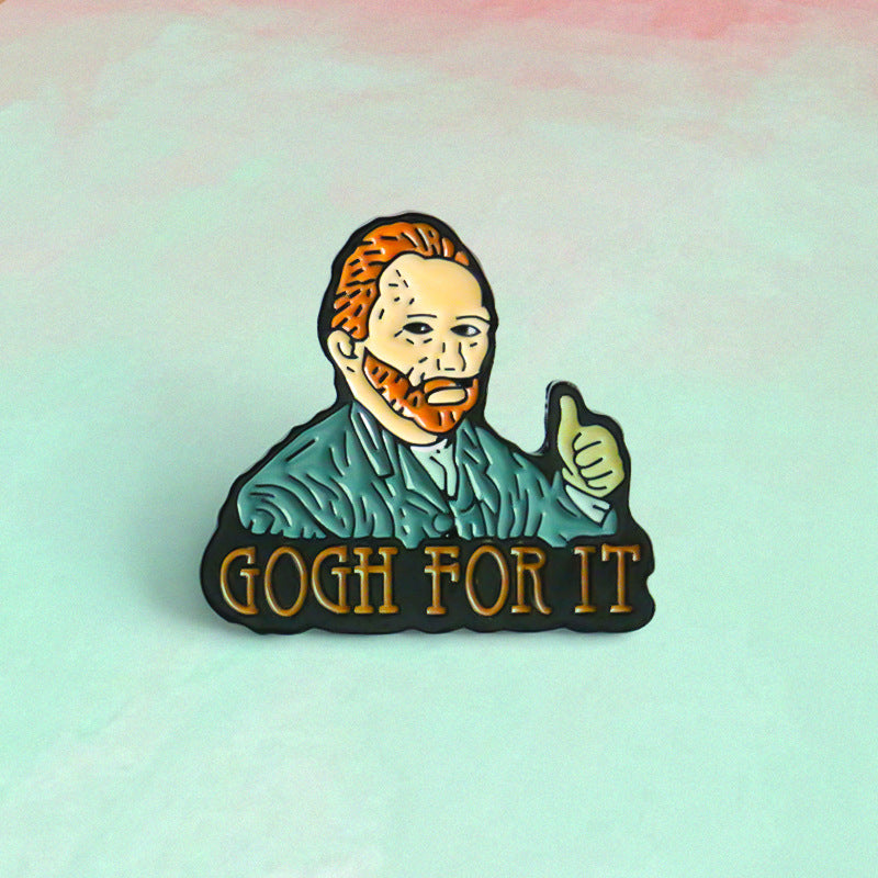 FSLPA-006 Van Gogh Drop Fill Enamel Zinc Alloy Metal Lapel Pin Badge