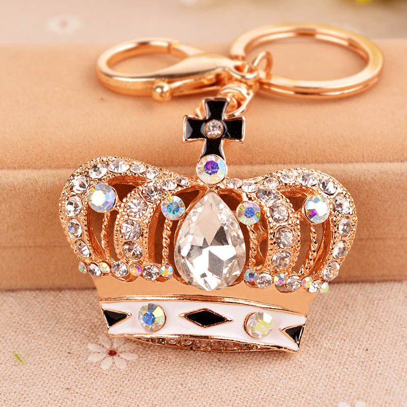 FSKC023 Crown Keychain Crystal Sparkling Keyring Rhinestones Purse Pendant Handbag Charm Gift
