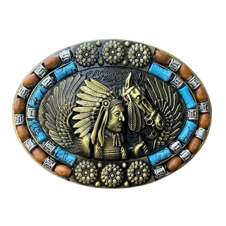 FSBB010 Native American Spirit Metal Belt Buckle for Men