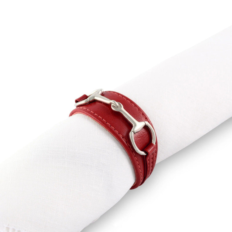 FSNR-009 Business Style High Quality Leather Metal Napkin Rings