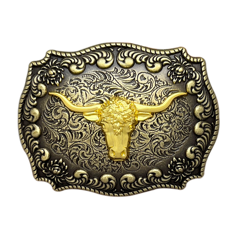 FSBB001 Long Horn Bull Western Belt Buckle