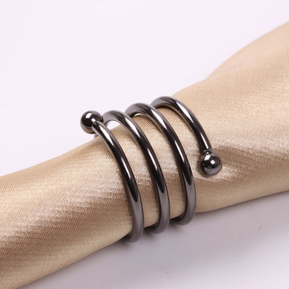 FSNR-004 Coil Shape Napkin Rings Holder, Metal Napkin Ring Holders for Cloth Napkins, Dinner Table Decoration