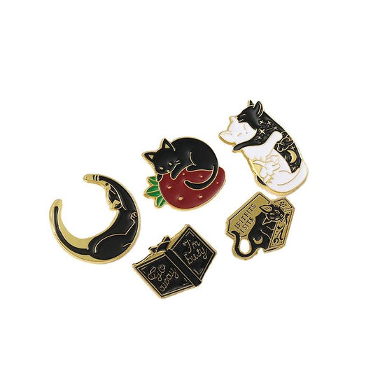 FSLP-005 Enamel Lapel Brooches Pin Lovely Cat Brooch, Cute Cartoon Pins for Backpacks Clothes Bags Jackets Hat Jewelry