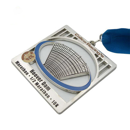 FSM-008 Uv Zinc Alloy Metal Souvenir Square Marathon Running Medal