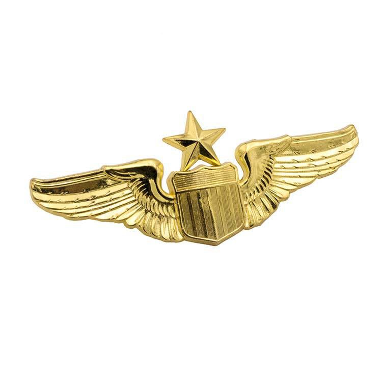 FSMLP-007 Custom Logo Zinc Alloy Pilot Wings Lapel Pins Badge
