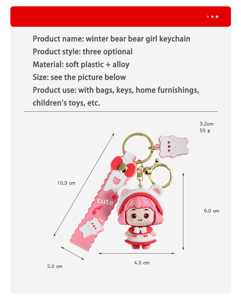 FSKC006 Cute Girl Keychain with 3D PVC Key Ring Accessories