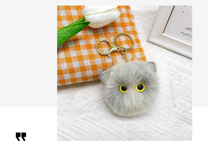 FSPKC004 Cat Plush Keychain Stuffed Animal Toy, Decorative Plush Toy Accessory