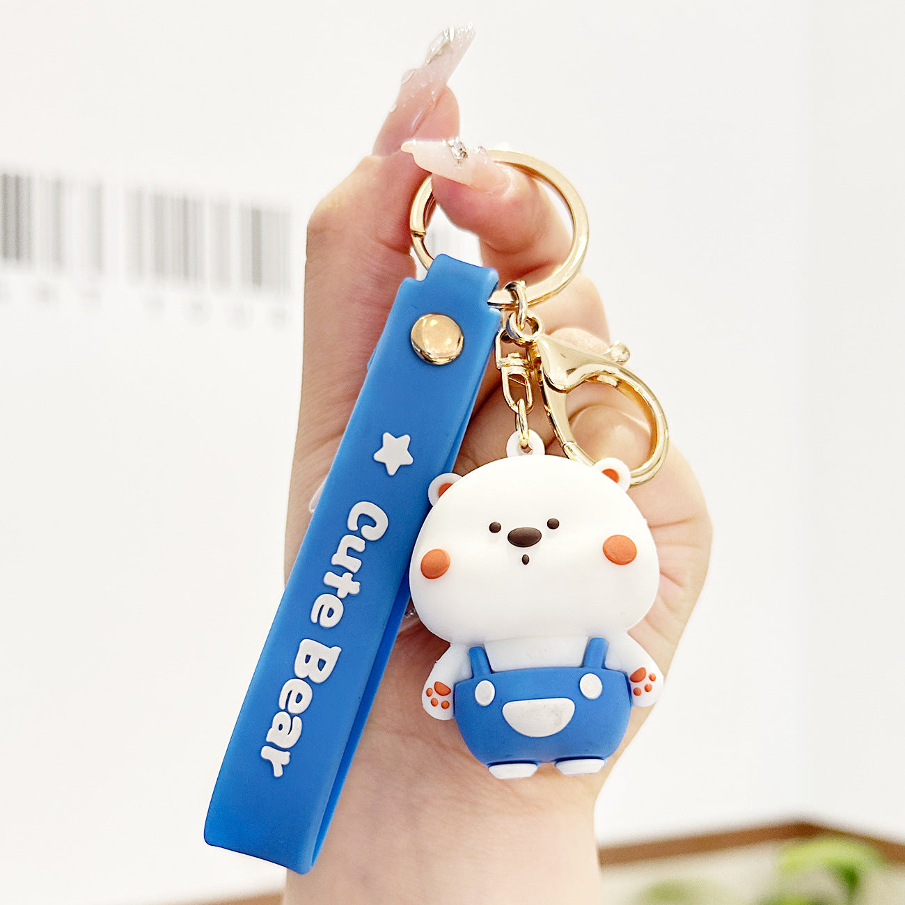 FSKC009 PVC White Bear 3D Rubber Fashion Accessories Anime keychain