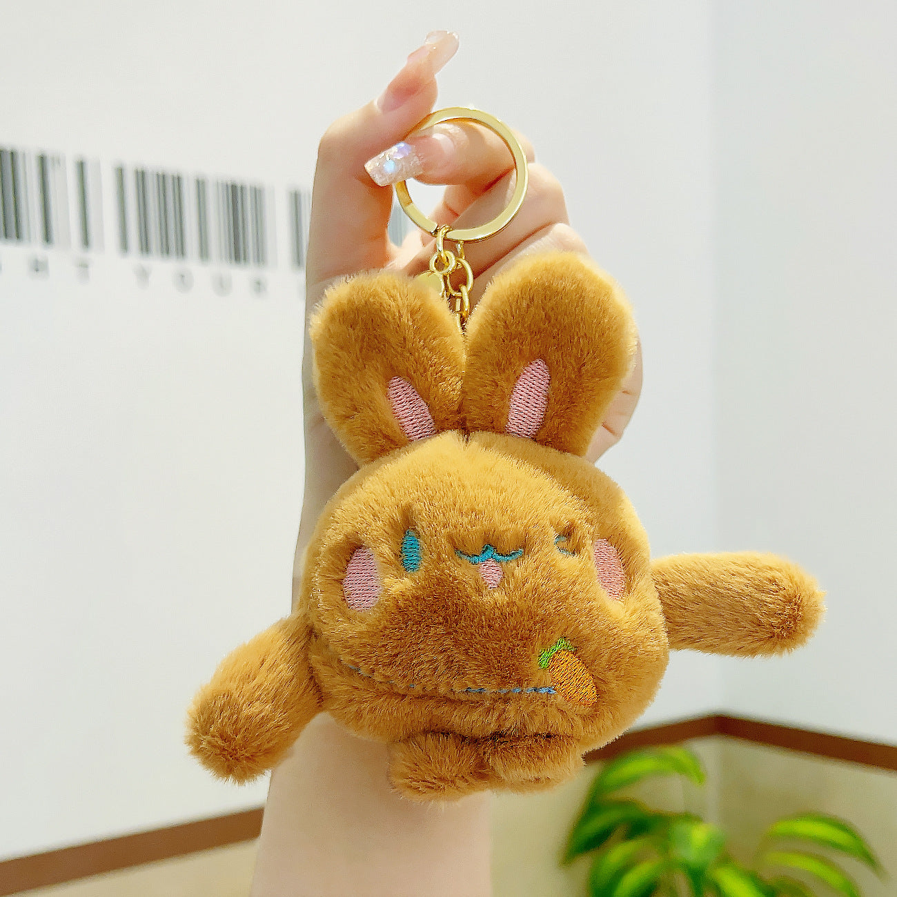 FSPKC002 Bunny Keychain Cute Rabbit Faux Fur Keychain Car Handbag Keyring