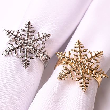 FSNR-003 Christmas Napkin Rings, Metal Xmas Napkin Ring Holders for Cloth Napkins, Christmas Holiday Party Dinner Table Decoration