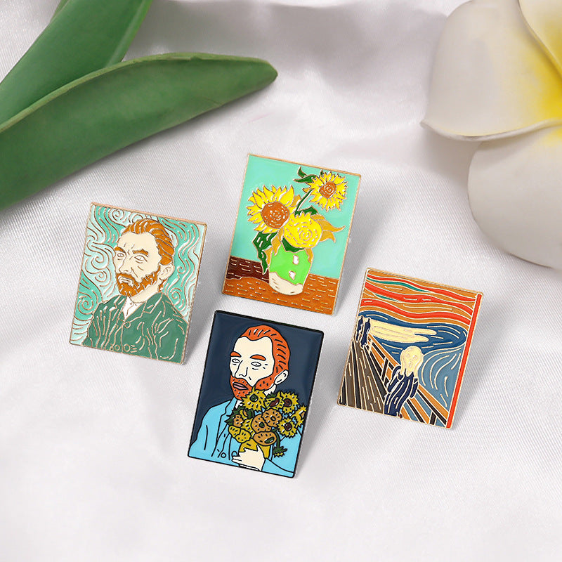 FSLP-006 Van Gogh Enamel Pin Creative Lovely Brooch Pins Enamel Lapel Pin Badge