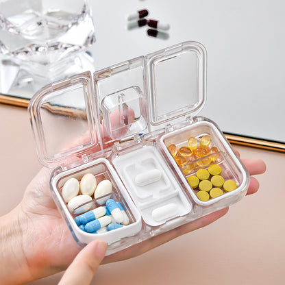 FSPB-005 4 Compartments Travel Pill Organizer, Daily Pill Case Portable Pill Box with Medicine Cutter