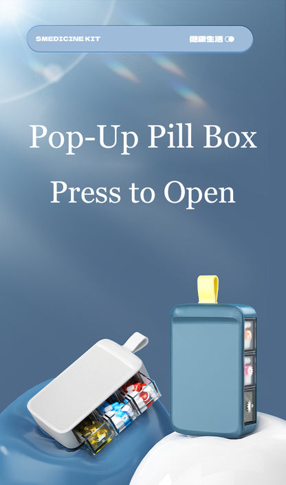 FSPB-010 Portable Pop up Pill Box Personalized Pill Organizer ABS Material Pill Case