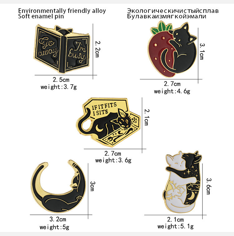 FSLP-005 Enamel Lapel Brooches Pin Lovely Cat Brooch, Cute Cartoon Pins for Backpacks Clothes Bags Jackets Hat Jewelry