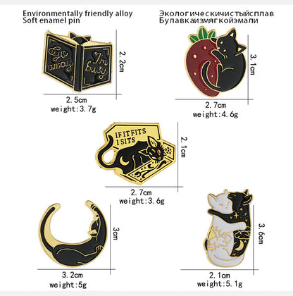 FSLP-005 Enamel Lapel Brooches Pin Lovely Cat Brooch, Cute Cartoon Pins for Backpacks Clothes Bags Jackets Hat Jewelry