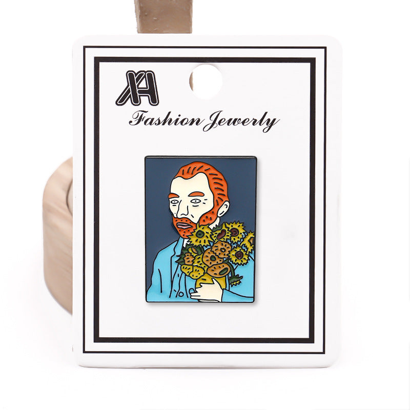 FSLP-006 Van Gogh Enamel Pin Creative Lovely Brooch Pins Enamel Lapel Pin Badge