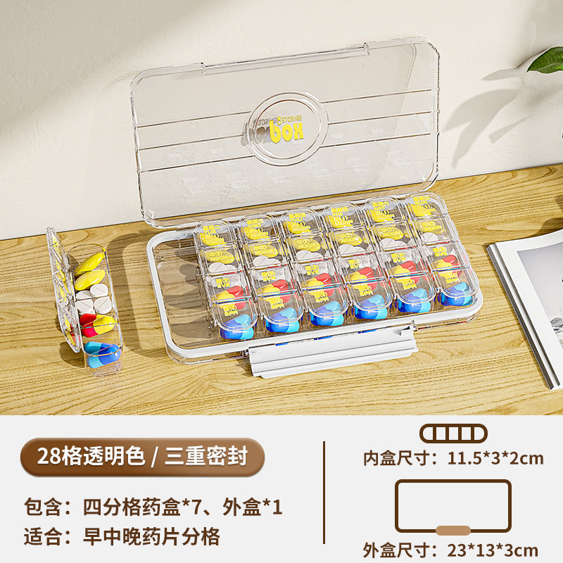 FSPB-002 Pill Organizer 4 Times a Day, Daily Pill Box Organizer, Large Weekly Medicine Organizer Box