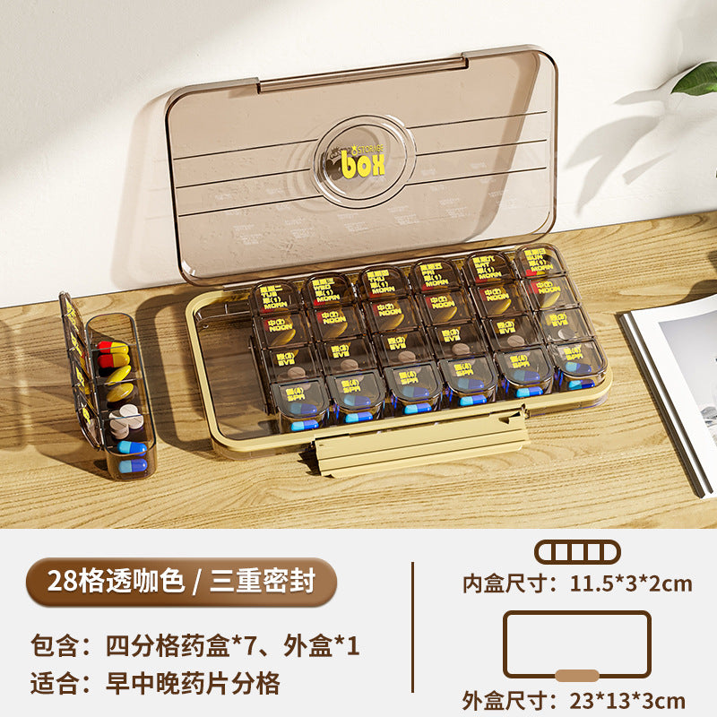 FSPB-002 Pill Organizer 4 Times a Day, Daily Pill Box Organizer, Large Weekly Medicine Organizer Box