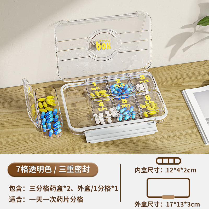 FSPB-002 Pill Organizer 4 Times a Day, Daily Pill Box Organizer, Large Weekly Medicine Organizer Box