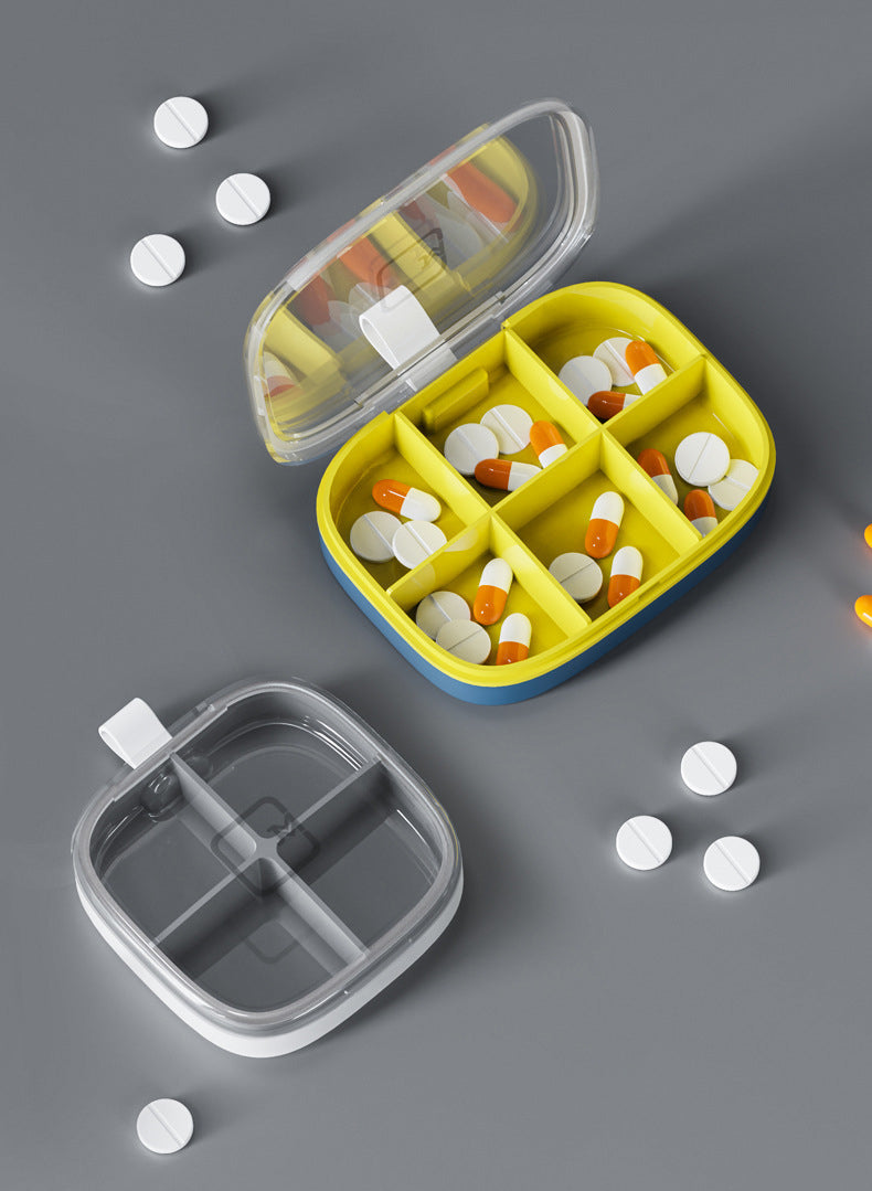 FSPB-007 4/6 Compartments Travel Pill Organizer, Portable Pill Case Small Pill Box for Pocket Purse