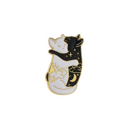 FSLP-005 Enamel Lapel Brooches Pin Lovely Cat Brooch, Cute Cartoon Pins for Backpacks Clothes Bags Jackets Hat Jewelry