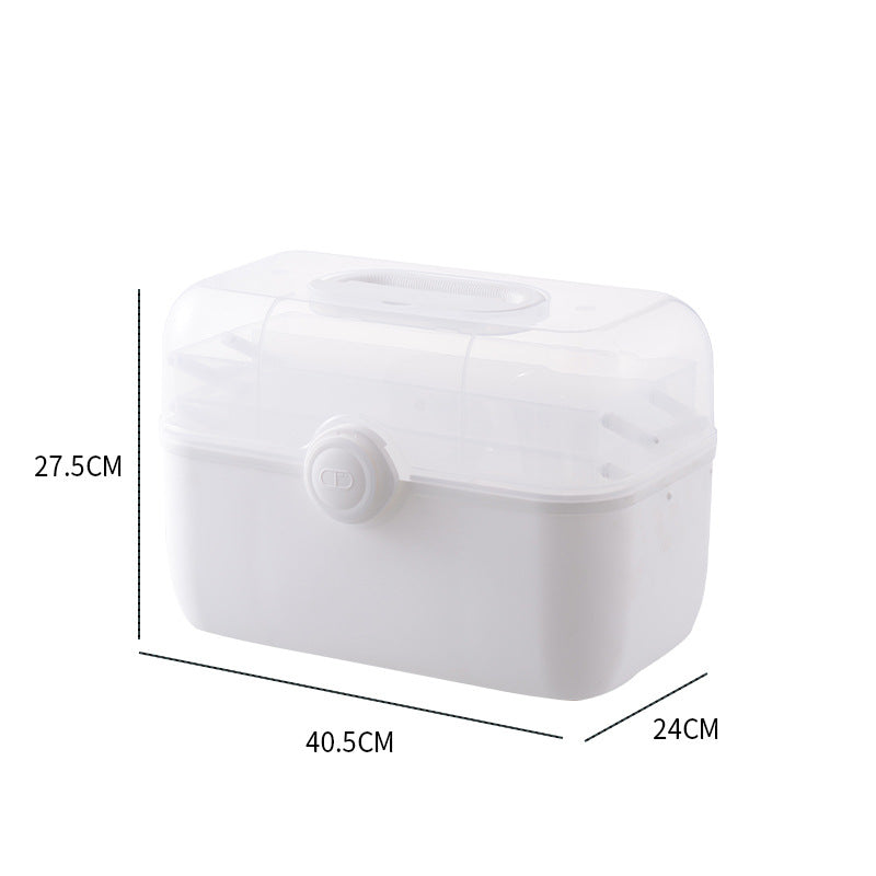 FSPB-011 3Layers Medicine Box with Portable Handle,First Aid Safe Medication Storage Box for Family Use