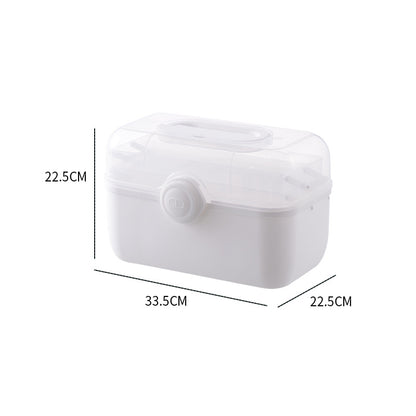 FSPB-011 3Layers Medicine Box with Portable Handle,First Aid Safe Medication Storage Box for Family Use