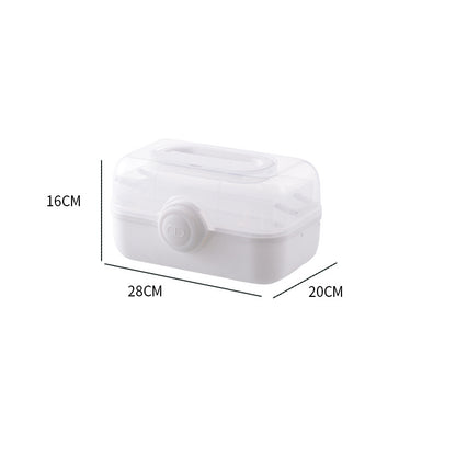 FSPB-011 3Layers Medicine Box with Portable Handle,First Aid Safe Medication Storage Box for Family Use