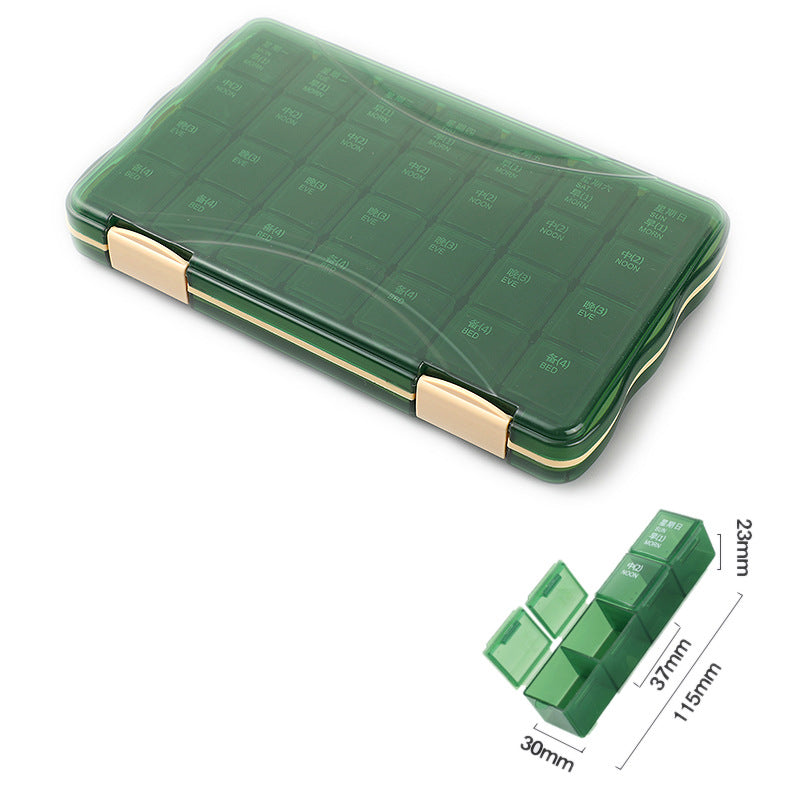 FSPB-004 Pill Box 7 Day, Large Pill Cases Organizers，Removable 4 Times a Day Pill Holder