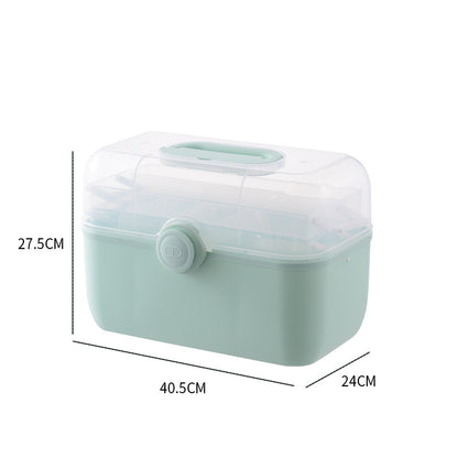 FSPB-011 3Layers Medicine Box with Portable Handle,First Aid Safe Medication Storage Box for Family Use