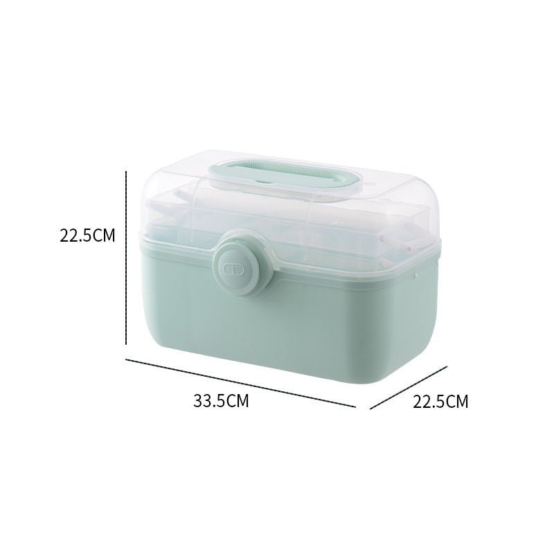 FSPB-011 3Layers Medicine Box with Portable Handle,First Aid Safe Medication Storage Box for Family Use