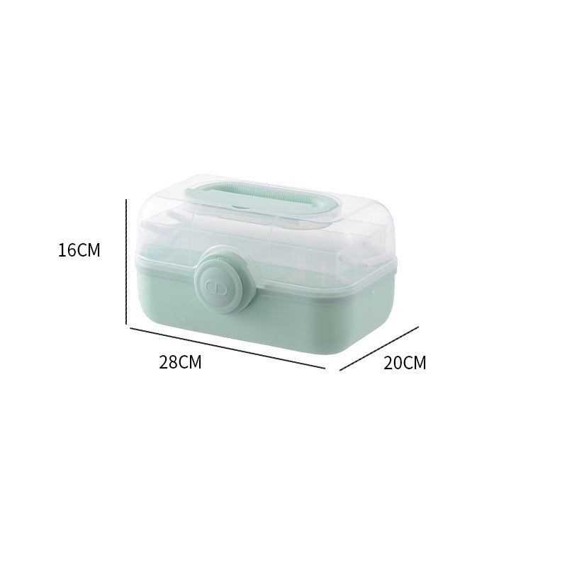 FSPB-011 3Layers Medicine Box with Portable Handle,First Aid Safe Medication Storage Box for Family Use