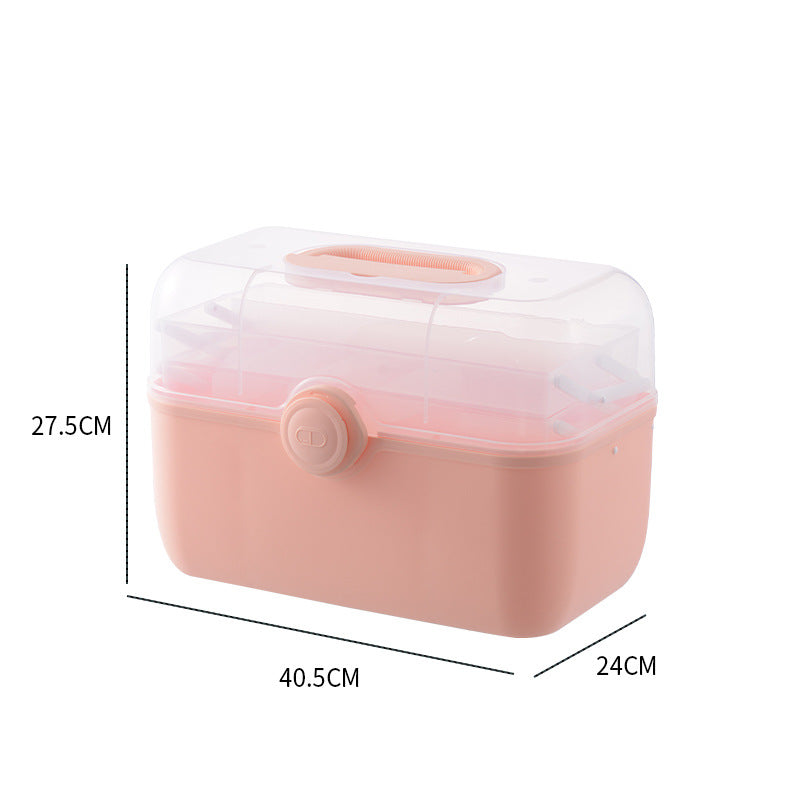 FSPB-011 3Layers Medicine Box with Portable Handle,First Aid Safe Medication Storage Box for Family Use