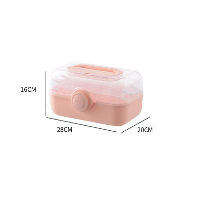 FSPB-011 3Layers Medicine Box with Portable Handle,First Aid Safe Medication Storage Box for Family Use